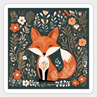 cute woodland animal  scandinavian folk art red fox Magnet